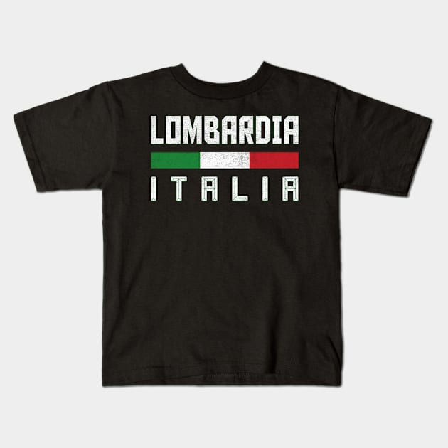 Lombardia Italia / Italy Typography Design Kids T-Shirt by DankFutura